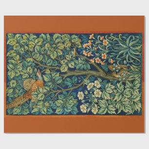 Papel De Presente Pheasant Bird em uma árvore (por William Morris)