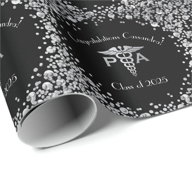 Papel De Presente Physician Assistant PA Graduation Black Silver (Ponta do rolo)