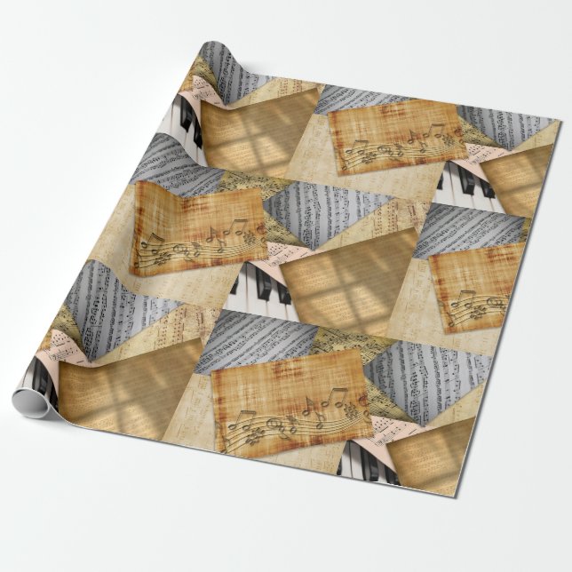 Papel De Presente Piano Key and Sheet Music (Desenrolado)