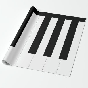 Papel De Presente Piano Keys Black and White Keyboard Music Lover