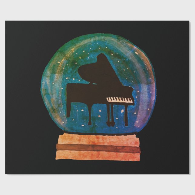 Papel De Presente Piano num globo de neve (Aberto)