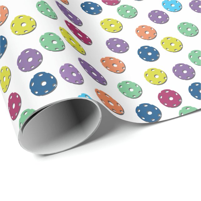 Papel De Presente Pickleball amarelo aleatório, azul e roxo (Ponta do rolo)