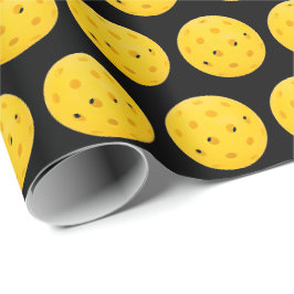 Papel De Presente Pickleball Amarelo em preto