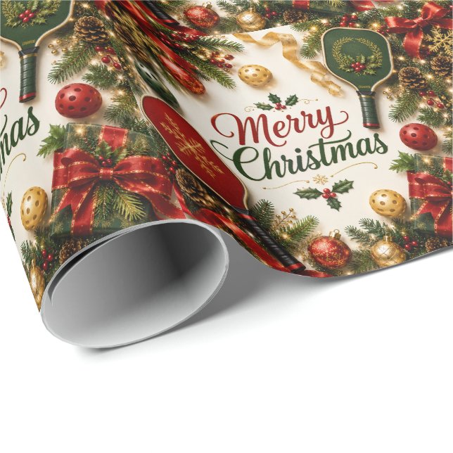 Papel De Presente Pickleball com tema de Natal (Ponta do rolo)