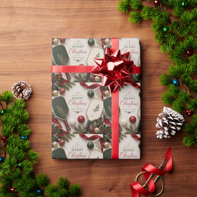 Papel De Presente Pickleball com tema de Natal (Presente de Natal)