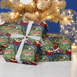 Papel De Presente Pickleball com tema de Natal