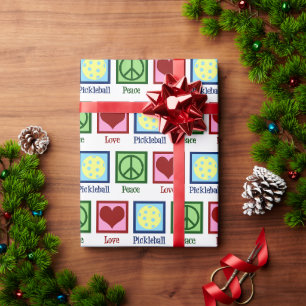 Papel De Presente Pickleball de Amor pela Paz - Natal bonito