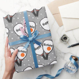 Papel De Presente Pickleball e Paddle para o Aniversário