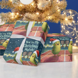 Papel De Presente Pickleball Natal com Papai Noel na Partida
