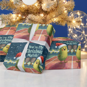Papel De Presente Pickleball Natal com Papai Noel na Partida