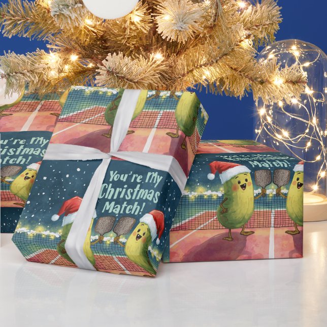Papel De Presente Pickleball Natal com Papai Noel na Partida (Feriados)
