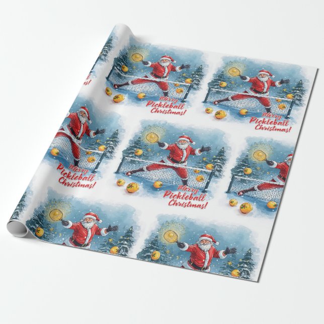 Papel De Presente Pickleball Natal com tema de Santa no Jogo (Desenrolado)