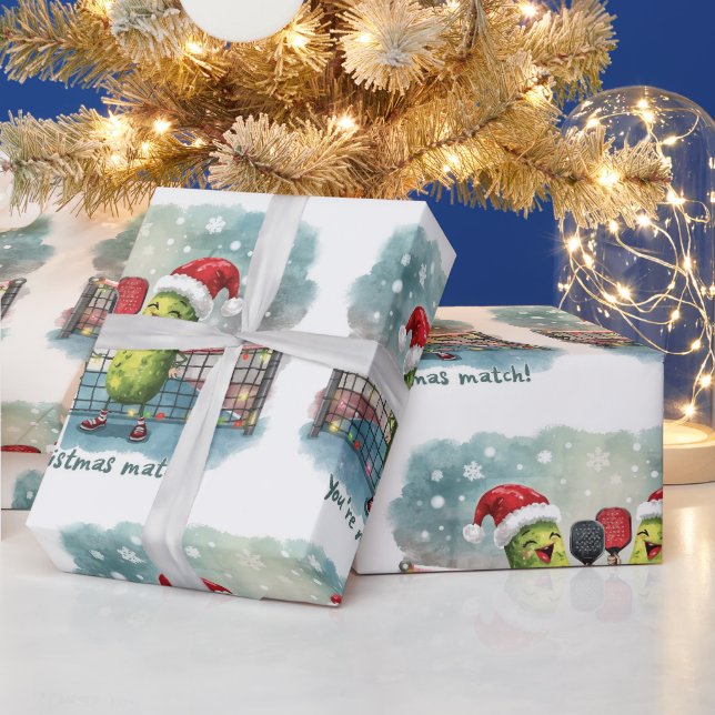 Papel De Presente Pickleball Natal com tema de Santa no Jogo (Feriados)