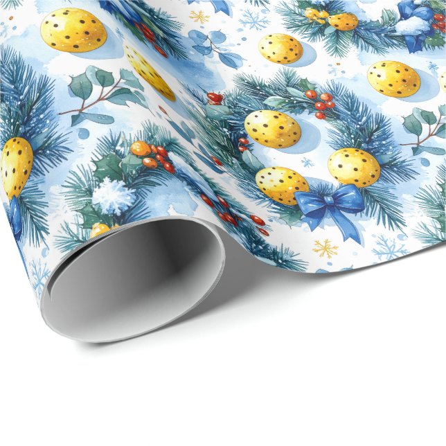 Papel De Presente Pickleball Natal temático (Ponta do rolo)