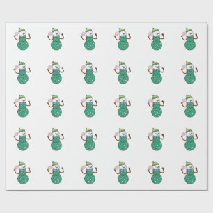 Papel De Presente Pickleball Snowman Engraçado Natal Natal