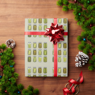 Papel De Presente Picles Amante Vintage Picles Enlatados Pote Natal 