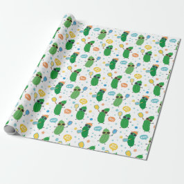 Papel De Presente Picles Cute tocando Pickleball em branco