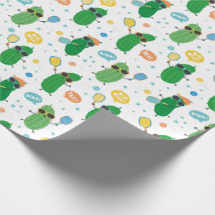 Papel De Presente Picles Cute tocando Pickleball em branco