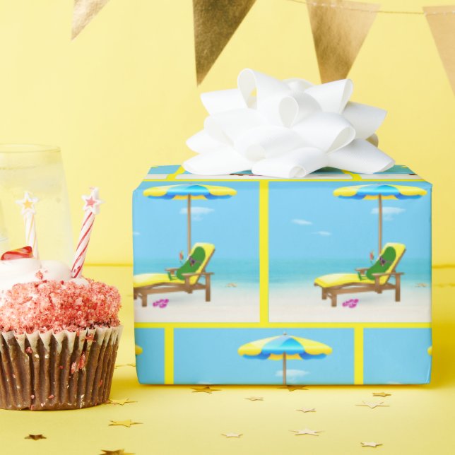 Papel De Presente Picles Verdes Na Cadeira Praia (Festa de aniversário)