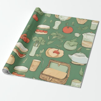 Papel De Presente Picnick verde