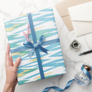 Papel De Presente Pico pastel turquesa aquarela padrão ikat
