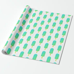 Papel De Presente Picolé bonito, verde-padrão/óleo de turquesa