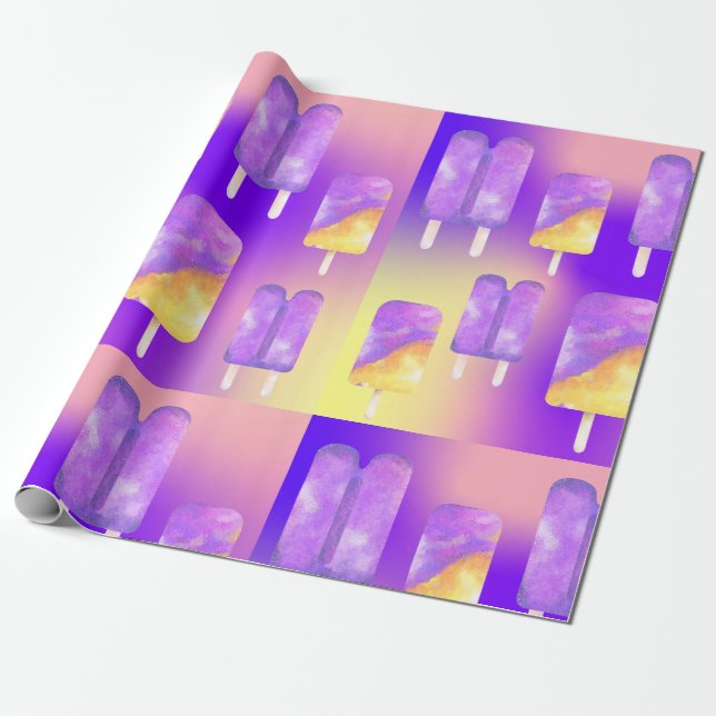 Papel De Presente Picolé de ouro roxo do arco-íris do Verão de Mikit (Desenrolado)