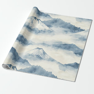 Papel De Presente Picos Nebulosos – Paisagem Montanhosa em Aquarela