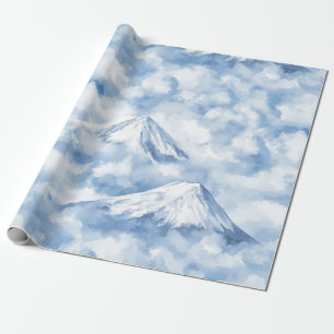 Papel De Presente Picos Nebulosos – Paisagem Montanhosa em Aquarela