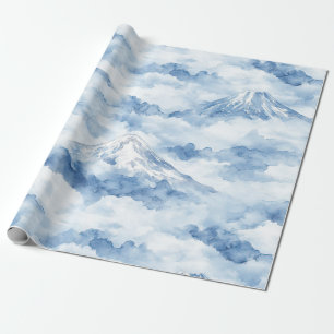 Papel De Presente Picos Nebulosos – Paisagem Montanhosa em Aquarela
