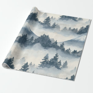 Papel De Presente Picos Nebulosos – Paisagem Montanhosa em Aquarela