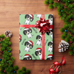 Papel De Presente Piebald Dachshund Natal Nome Personalizado Cachorr