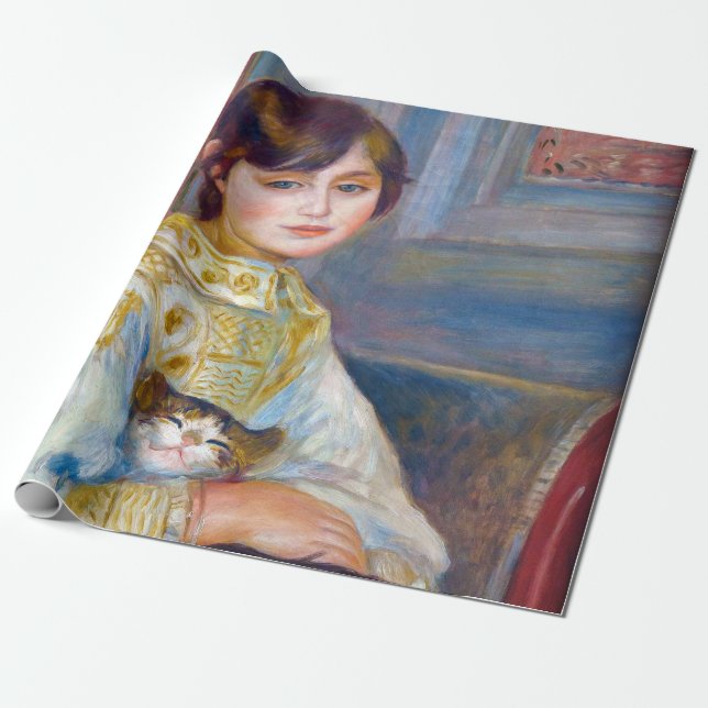 Papel De Presente Pierre-Auguste Renoir - Criança com Gato (Desenrolado)