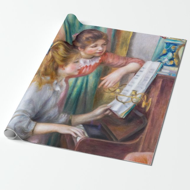 Papel De Presente Pierre Auguste Renoir - Jovens Meninas no Piano (Desenrolado)