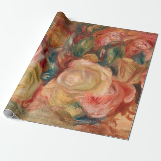 Papel De Presente Pierre-Auguste Renoir - Rosas (Desenrolado)