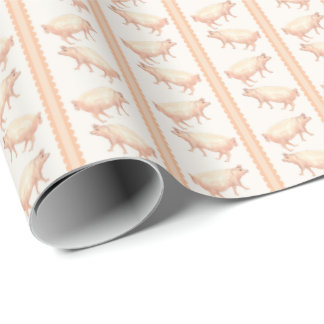 Papel De Presente Pig Stripes