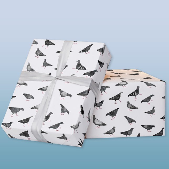 Papel De Presente Pigeon Pattern (Pigeon bird pattern gift wrapping paper roll)