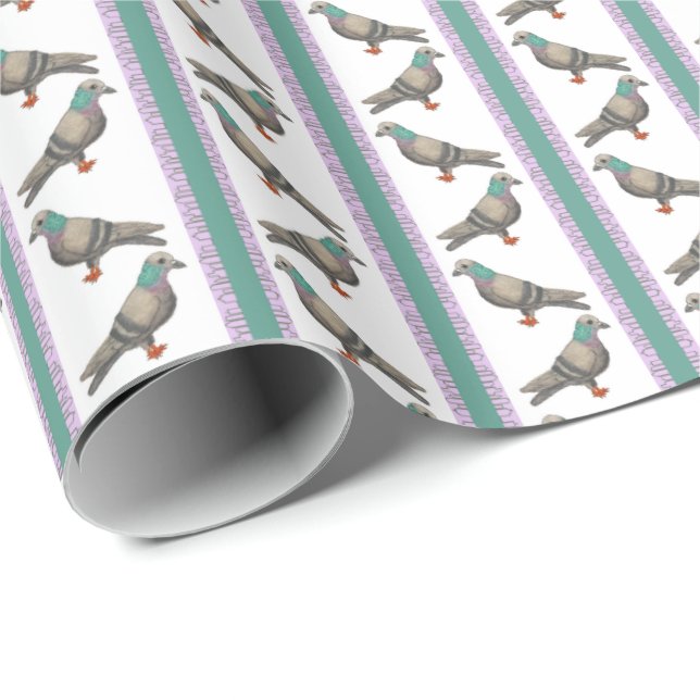 Papel De Presente Pigeon Stripe (Ponta do rolo)
