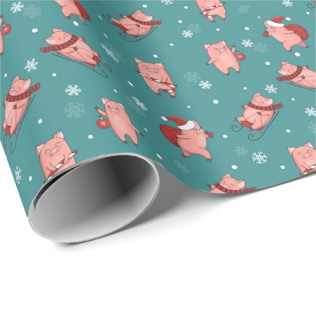 Papel De Presente Piggy Christmas Wraping Paper (Ponta do rolo)