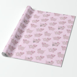Papel De Presente Piglets Bebês Cor-de-Rosa Cor-de-Corte e Pontos