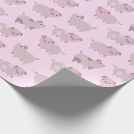 Papel De Presente Piglets Bebês Cor-de-Rosa Cor-de-Corte e Pontos