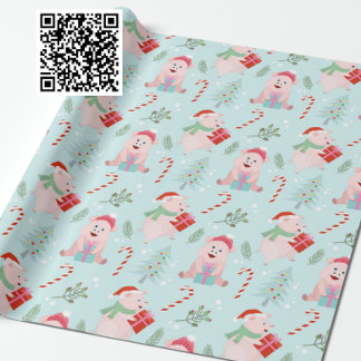 Papel De Presente Pigs Felizes Padrão de Natal