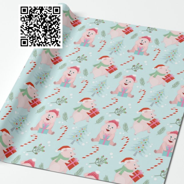 Papel De Presente Pigs Felizes Padrão de Natal (Criador carregado)