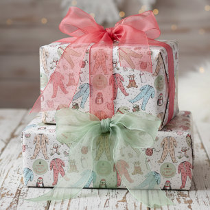 Papel De Presente Pijama de Inverno do Primeiro Natal do Bebê