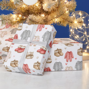 Papel De Presente Pijamas Confortáveis Padrão Boho Chás de Bebê