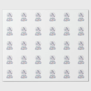 Papel De Presente Pilates de Unicórnio e Poeira de Fada Fundo Branco
