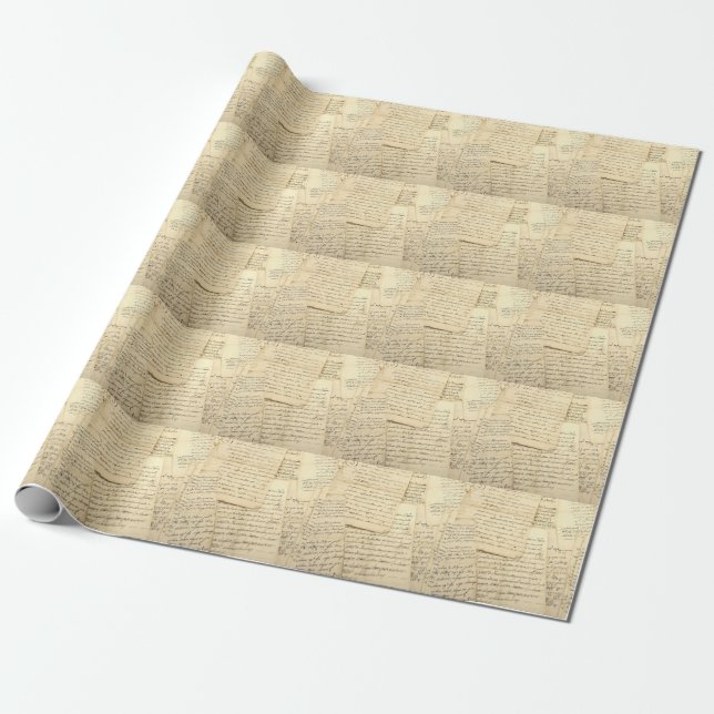 Papel De Presente Pilha de Manuscritos Vintage Antigos (Desenrolado)