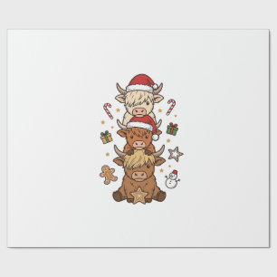 Papel De Presente Pilha de Vaca das Terras Altas de Natal Desenho de