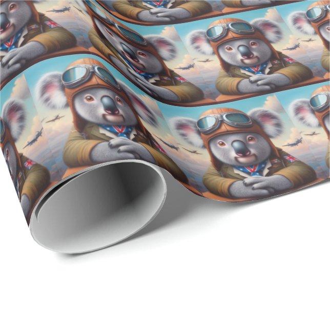 Papel De Presente Piloto de avião Koala (Ponta do rolo)