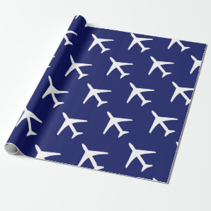 Papel De Presente Piloto de fundo azul de avião branco Funky
